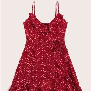 Ruffle Detail Self Tie Surplice Slip Dress